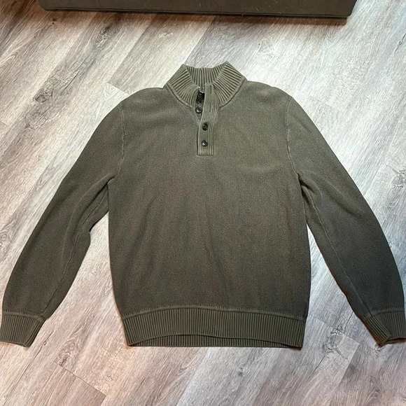 Gap men’s pullover sweater with button neck faded olive - Picture 1 of 8